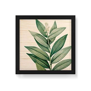 Imagem de Arte Maníacos Quadro Decorativo em Madeira Folhas Verdes - 30x30cm (Moldura caixa em laca preta)
