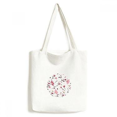 Imagem de Bolsa de lona Calliopsis com folhas de plantas rosa bolsa de compras casual bolsa de mão
