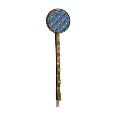 Imagem de Bandanas coloridas com notas musicais azuis retrô de metal para cabelo Bobby Pin