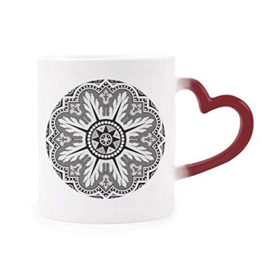 Imagem de Caneca preta branca estilo árabe sensível ao calor Caneca vermelha muda de cor