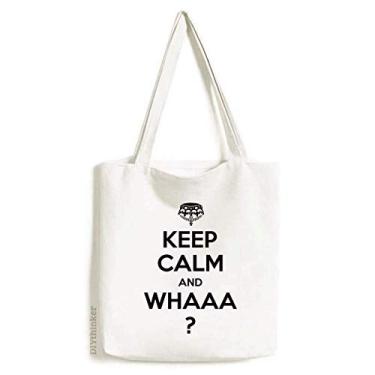 Imagem de Bolsa de lona preta Keep Calm And WHAAA bolsa de compras casual bolsa de mão