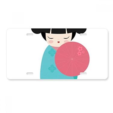 Imagem de DIYthinker Quimono azul Sakura Japão placa de carro decoração de carro acessório de aço inoxidável