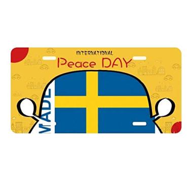 Imagem de DIYthinker Placa de licença Made in Sweden Country Love para decoração de carro, dia da paz