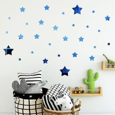 Imagem de Espelho Decorativo Estrelas Azul - Inove Papéis De Parede