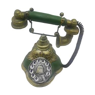 Imagem de Bothyi Telefones retrô criativos, decoração de telefone giratório antiquado, decoração de telefone com fio retrô, estátua de telefone giratório vintage para, VERDE