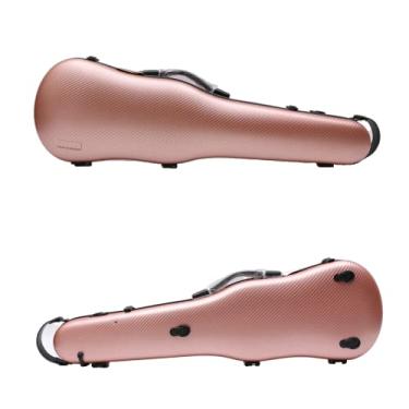 Imagem de WUQIMUSC Estojo de violino 4/4 de tamanho completo Caixa de fibra de carbono leve e forte mochila em forma de arranhões capa de violino de viagem para estudantes, adultos e iniciantes (rosa)