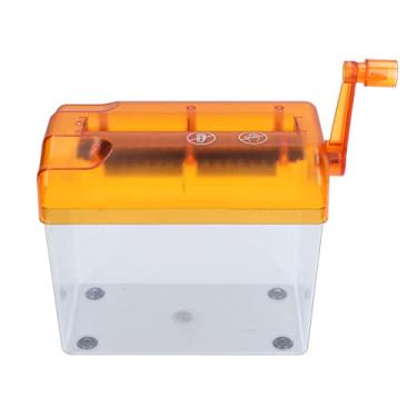 Imagem de Triturador de papel manual, estrutura compacta manual portátil para escritório em casa, operação simples, triturador de manivela para papel/notas/notas/retrato/fotos, cabe em papel tamanho A6 (laranja)