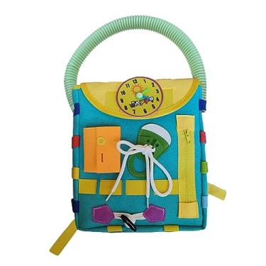 Imagem de Generic Mochila para crianças com tabuleiro ocupado, bolsa de atividades sensoriais, aprendizagem, brinquedo de cognição, jogo montessori, brinquedos para, Azul verde