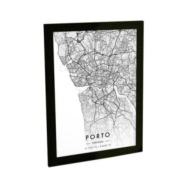 Imagem de Quadro Decorativo A3 Porto Portugal Mapa Pb Viagem - Bhardo