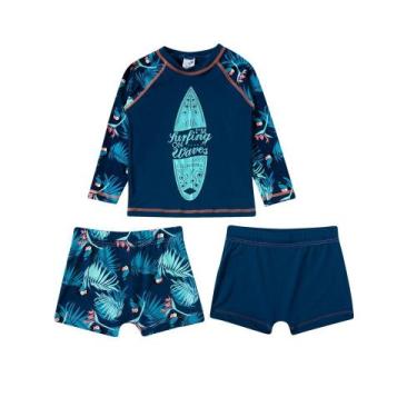 Imagem de Conjunto Infantil Tip Top Camiseta Ml + Sunga Tucanos Azul 3535117
