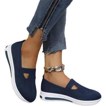 Imagem de Zapatos ortopédicos para mujer Zapatillas clásicas sin cordones Zapatos para caminar de malla de punto transpirables de verano Zapatillas de deporte ligeras y cómodas con suela suave,Azul,3.