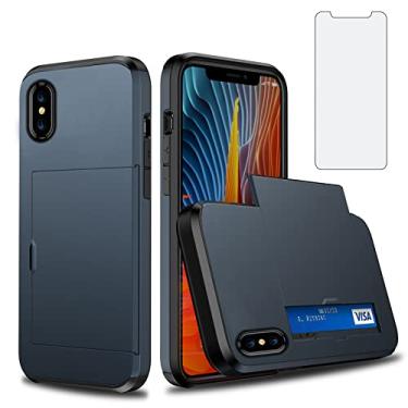 Imagem de Asuwish Capa de telefone para iPhone Xs X 10 10s com protetor de tela de vidro temperado e porta-cartões, capa carteira rígida, acessórios para celular iPhone X, iPhoneXs, iPhone10 i, PhoneX SX 10x
