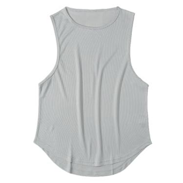 Imagem de Camiseta regata masculina Active Vest Body Building Muscle Fitness com ajuste solto para treino, Cinza, G