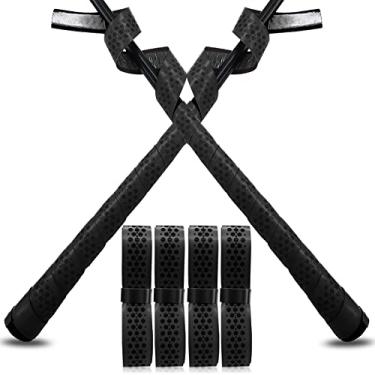 Imagem de VEASAERS Fita Bat Grip Baseball Softball Pacote 2/4 101,6 cm 1,75 mm Pré-cortada e totalmente adesiva nas costas Fitas Pro Feel Soft Confortável para Alças Antigas de Taco (4 Pçs-Pontos Pretos)