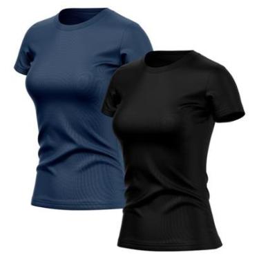 Imagem de Kit 2 Camiseta Adriben Dry Básica Lisa Proteção Solar UV Térmica Academia Esporte Feminino-Feminino