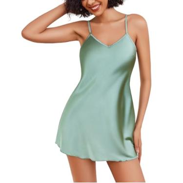 Imagem de Avidlove Lingerie feminina de cetim, lingerie, roupa de dormir sexy, mini camisa de dormir, Verde menta, GG