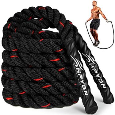 Imagem de HPYGN Corda de pular/pular pesada pesada de 2,8 m e 1,2 kg para fitness, exercícios, boxe, treino em casa, melhorar a força e construir músculos, equipamento de treino corporal total para homens