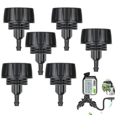 Imagem de 6 peças de tubos de irrigação por gotejamento de 1/4 polegada para torneira/adaptador de mangueira de jardim conectores de mangueira de irrigação por gotejamento, mangueira de jardim fêmea de 3/10.2