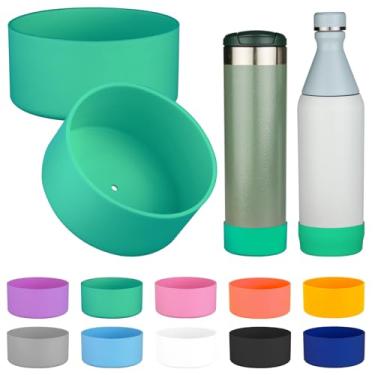 Imagem de 2 peças de bota de garrafa de água de silicone para Stanley All Day Slim Bottle 590 g, capa protetora antiderrapante para garrafa Stanley AeroLight Transit (verde)
