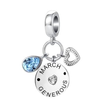 Imagem de MZC Jewelry Pulseira Pandora com pingente de coração de pedra do mês de nascimento em forma de gota para mulheres e mães, Cobre, Cobre