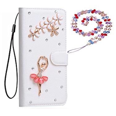 Imagem de Capa para Samsung Galaxy M22, capa protetora de couro brilhante e alça de pescoço [suporte] [compartimentos para cartões] [fecho magnético] para Samsung Galaxy F22 (# 10)