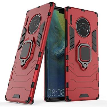 Imagem de MaiJin Capa de Celular Huawei Mate 30 Pro 4G/5G, Vermelha, TPU e Policarbonato, Anel Giratório de 360 com Suporte Celular para Carro