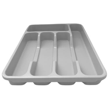 Imagem de Organizador de Cozinha Porta Talheres Para Gaveta Com 5 Divisórias 27x33cm (Cinza)