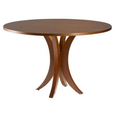 Imagem de Mesa de Jantar em Madeira Redonda com Pés Curvos 110 cm Sheldon