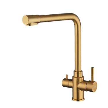 Imagem de Torneira de filtro de cozinha preta dourada escovada misturador de cozinha 360 rotação torneira de pia potável torneira de purificação de água para cozinha, ouro, tamanho único