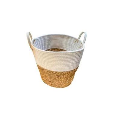 Imagem de Cesto De Seagrass Natural Oval Com Alça De Couro Philippe - Jolitex, M