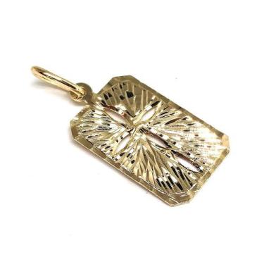 Imagem de Pingente de ouro 18k Plaquinha Crucifixo - Elegancy Joias
