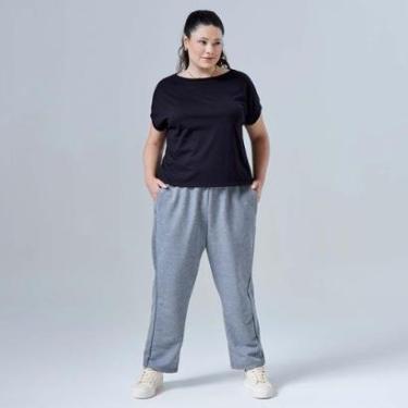 Imagem de Calça Reta Moletom Tech Impermeável Contraste Plus Feminina-Feminino