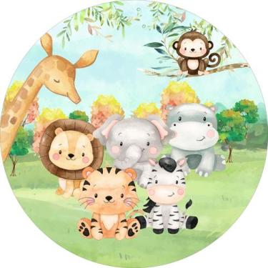 Imagem de Painel de Lona Redondo Animais Fofinho Floresta - Fabrika de Festa, 10