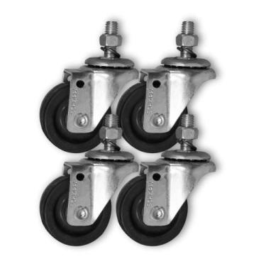 Imagem de Kit 4 Rodinhas 50mm Borracha 2 Pol com Parafuso Giratório - Schioppa