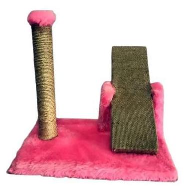 Imagem de Arranhador Para Gatos Mini Poste Com Gangorra Rosa Bebê - Akara Do Gat
