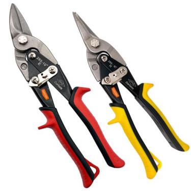 Imagem de Kit 2 Tesoura Aviação 25 cm Corta Chapa Bico Esquerdo Reto Direito Ser