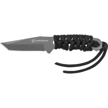 Imagem de Smith & Wesson SW910TAM 15 cm de altura de carbono S.S. Faca de pescoço com lâmina Tanto de 7 cm e cabo Paracord para atividades ao ar livre, tática, sobrevivência e EDC