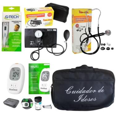 Imagem de Kit cuidador de idosos com esfigmo esteto rappaport completo preto - p