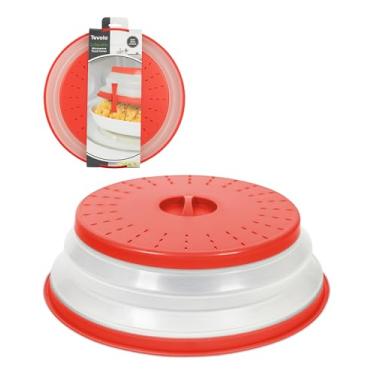 Imagem de Tovolo Capa para respingos de microondas para alimentos, grande (vermelho maçã do amor) - Tampa protetora de respingos de silicone dobrável e ventilada - Placa de microondas e tampa de prato com alça