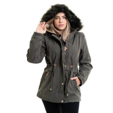 Imagem de Jaqueta Parka Feminina plusize Forrada Inverno severo - GENÉRICA, Verd