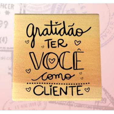 Imagem de Carimbo GRATIDÃO de madeira. - Carimbaria da Pri