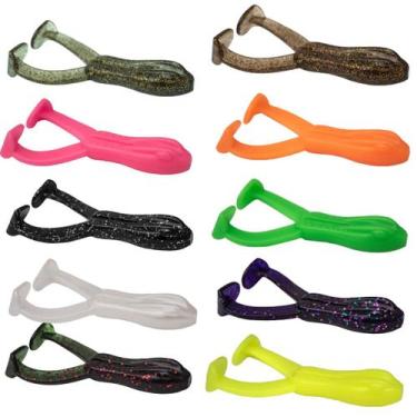 Imagem de Kit 10 Isca Artificial Soft Frog Silicone Sapo 7,5cm Sinking Para Pesc