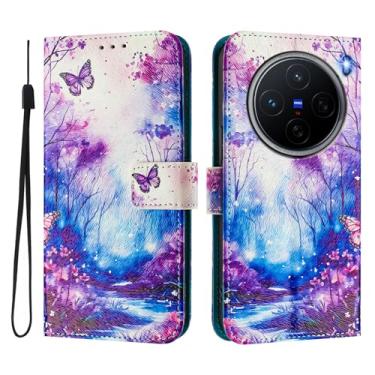 Imagem de Capa carteira para vivo X200, 3 compartimentos para cartão, 1 compartimento para dinheiro, capa flip de couro PU com padrão fofo, capa com fivela magnética à prova de choque, compatível com sem fio