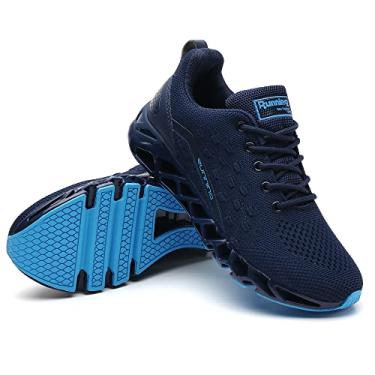Imagem de TSIODFO Feminino Tênis de Corrida Paratênis Azul Marinho Tamanho 8.5 Rendas Até Tênis Atlético Caminhada Sapato Corredor Ginásio Treino Jogging Tênis