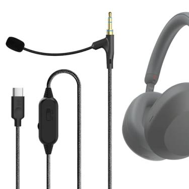 Imagem de Geekria Cabo de Fone de Ouvido Boom 1,7m USB-C e Jack 3,5mm Compatível com Soundcore Space One, V-Moda Crossfade M-100, Microfone Boom e Controle de Volume/Mudo para Jogos e Reuniões