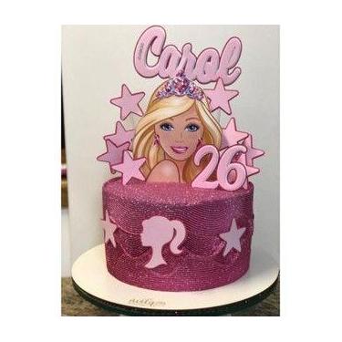 Imagem de Topo de Bolo Barbie Star - Personalizado com nome e idade - Lulu Mali 