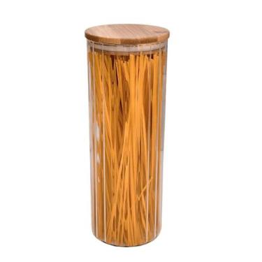 Imagem de Porta Mantimento Canelado com Tampa em Bambu 1,9L - Tout Decora