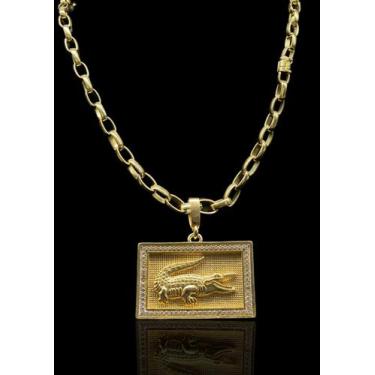 Imagem de Corrente Boleada 8mm Moeda antiga + Pingente  Crocodilo  - Lobin jóias