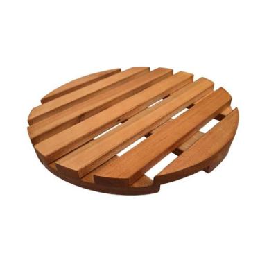 Imagem de Suporte Vaso Redondo 40cm Roda Cristal Mogno - Tudo Jardim