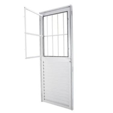 Imagem de Porta de Giro em Alumínio Branco 210x90x4 cm VL Com Grade Esquerda Nob